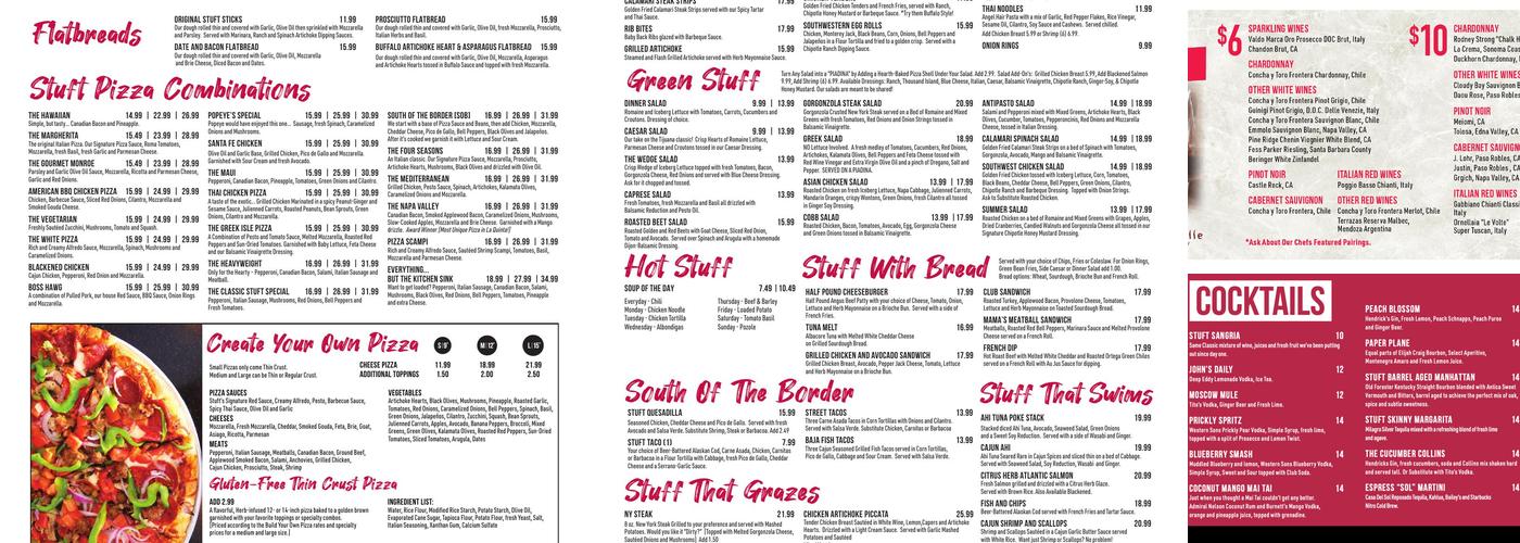 Stuft Pizza Bar & Grill Menu