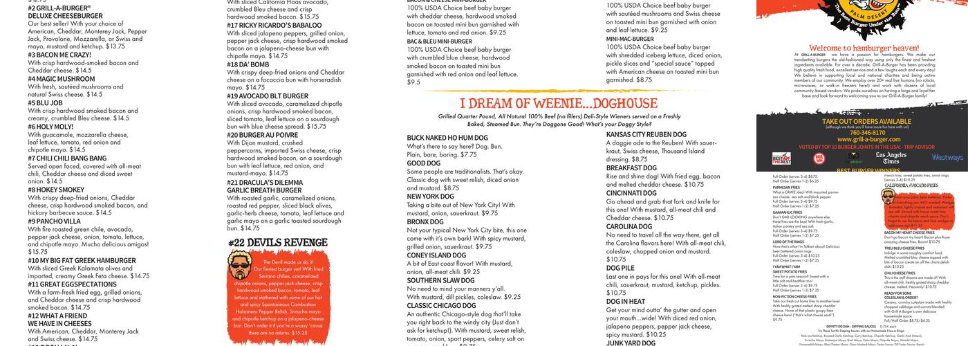 Grill-A-Burger - Palm Desert, CA Menu