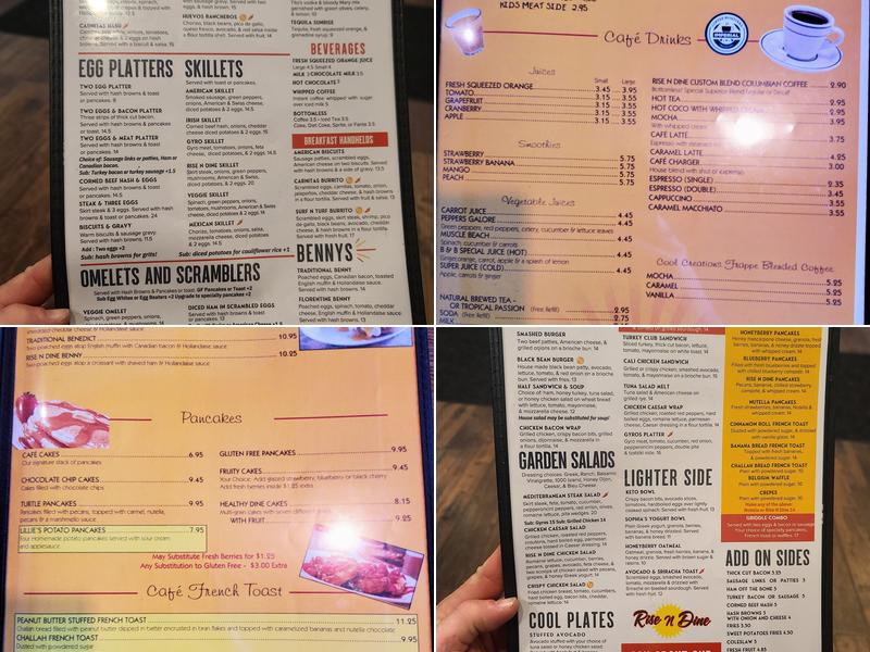 Rise n Dine Breakfast & Lunch Restaurant Menu