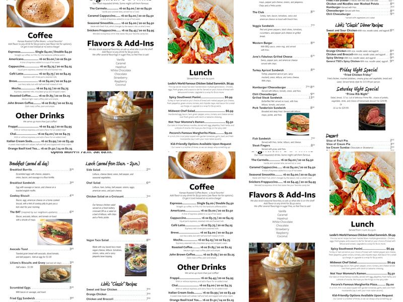 rePerks Coffee Shop Menu