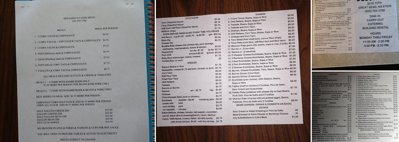 Delgado's Menu
