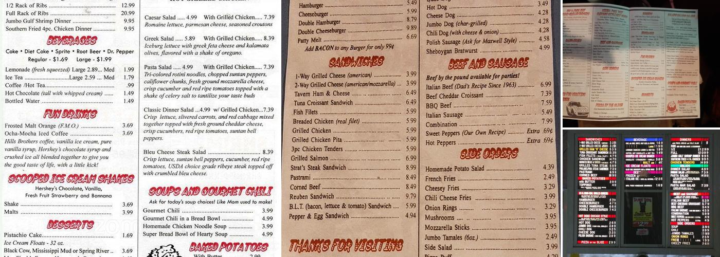 Strat's Menu