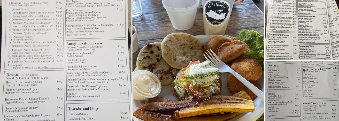 El Salvador Cafe Menu