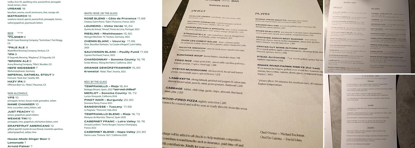 Workshop Kitchen & Bar Menu