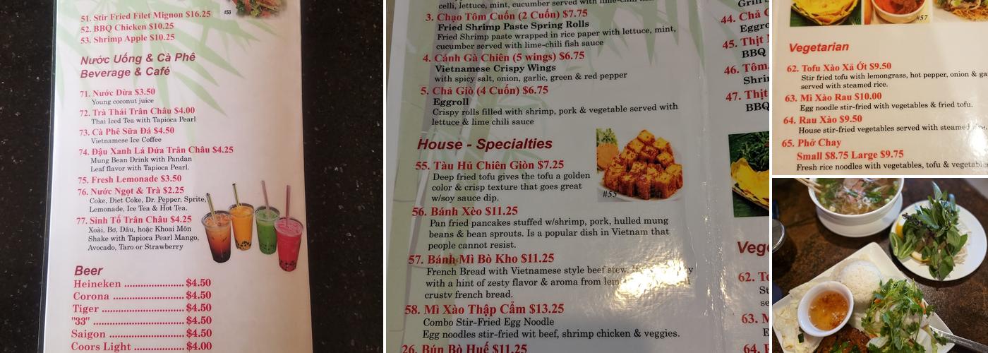 Pho Vu Menu