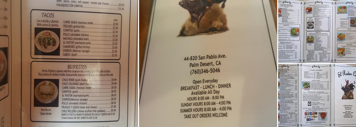 El Rodeo Cafe Menu