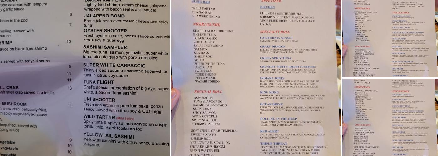 Wildfish Menu