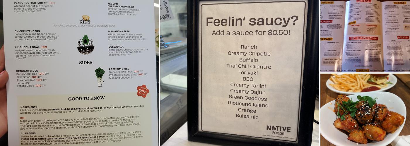 Native Foods Menu