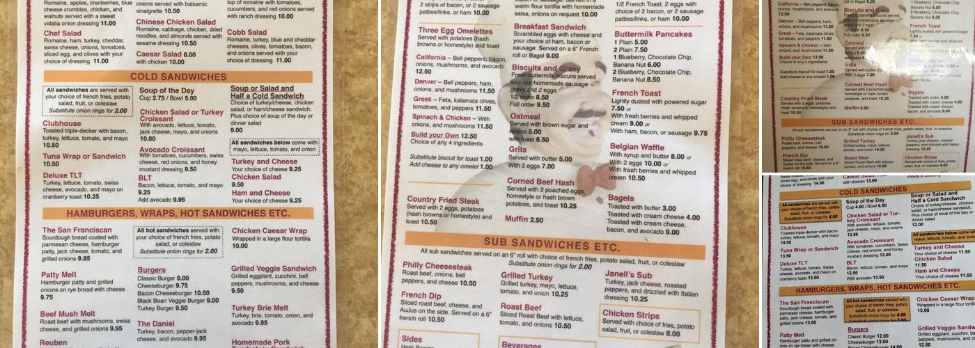 Karen's Café Menu