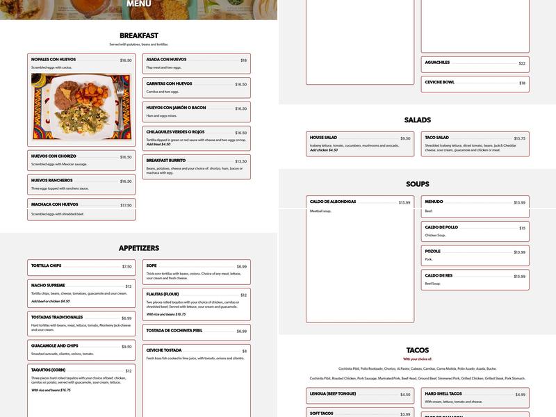 Taqueria Teotihuacan Menu