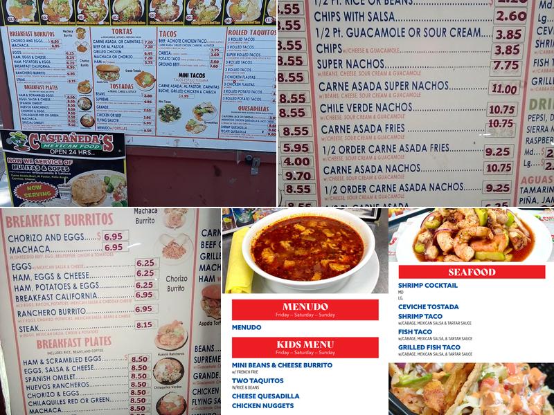 Castañeda's Mexican Food Menu