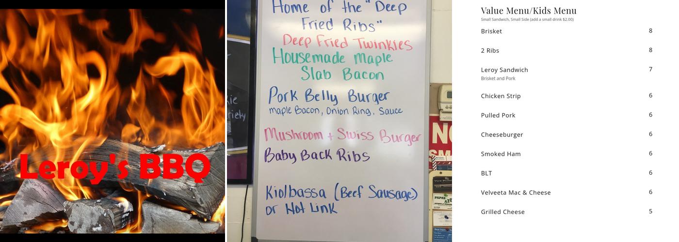 Leroy's BBQ Menu