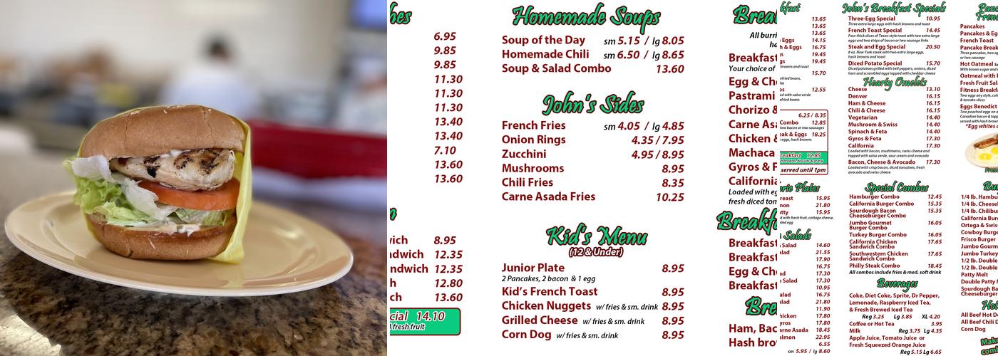 John's Restaurant Menu