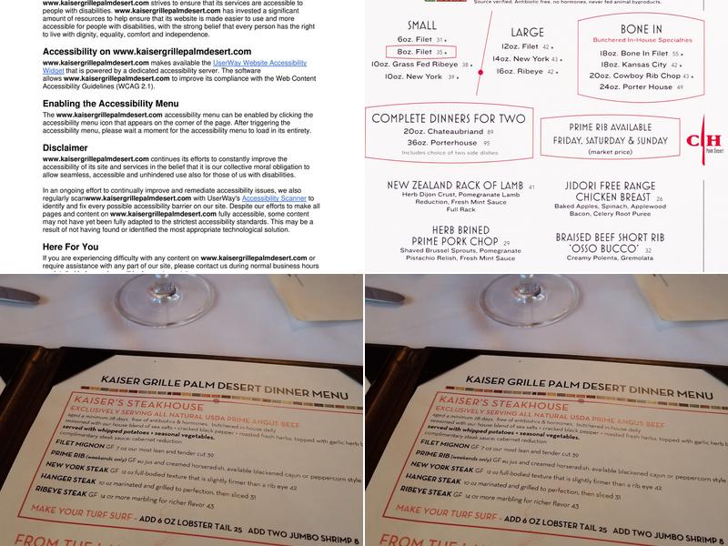 Kaiser Grille Palm Desert Menu