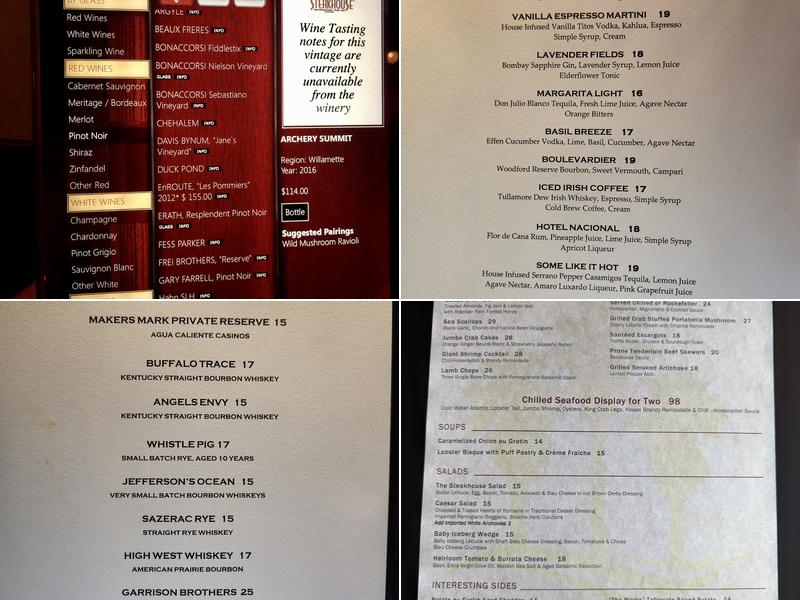 The Steakhouse Palm Springs Menu