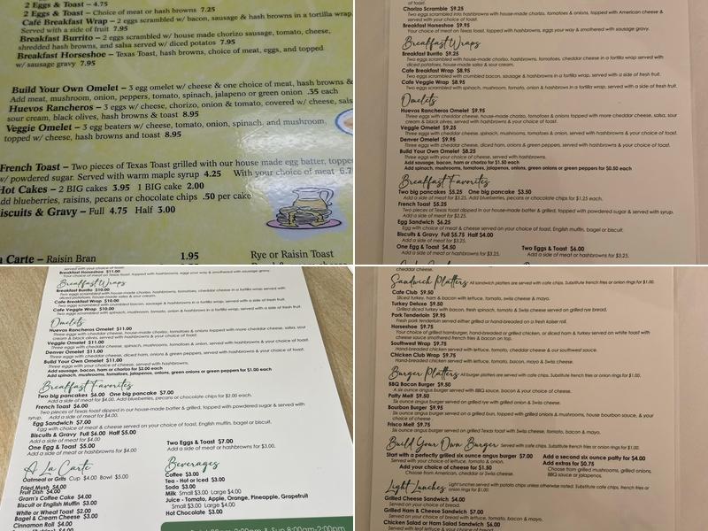 Downtown Cafe and Bakery Menu