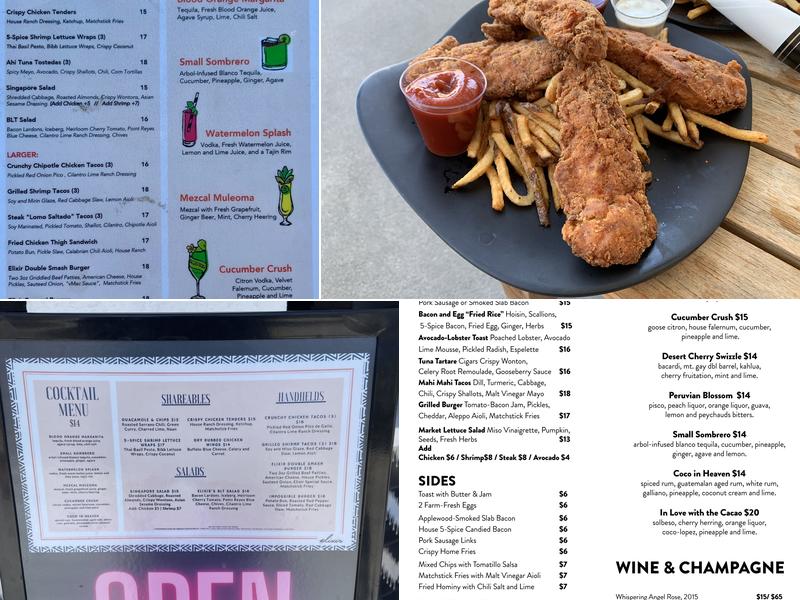 Elixir Pool Bar & Grill Menu