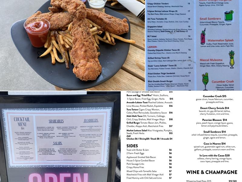 Elixir Pool Bar & Grill Menu