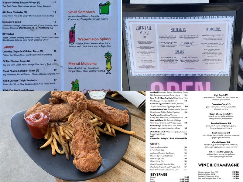 Elixir Pool Bar & Grill Menu