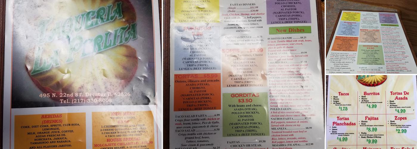 Taqueria La Perlita Menu