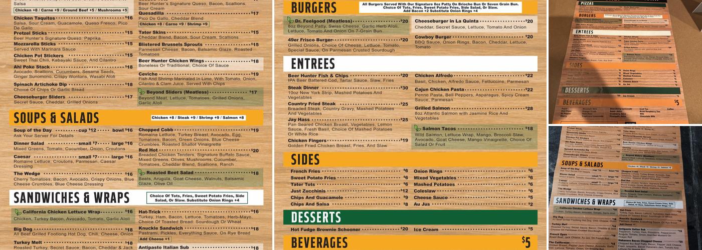 The Beer Hunter Menu