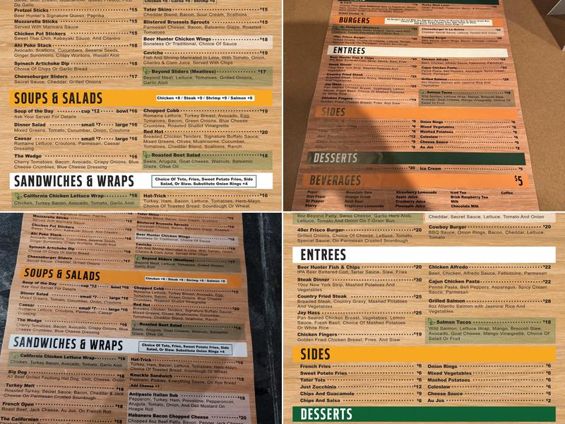 The Beer Hunter Menu