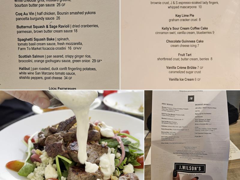J. Wilson's Menu