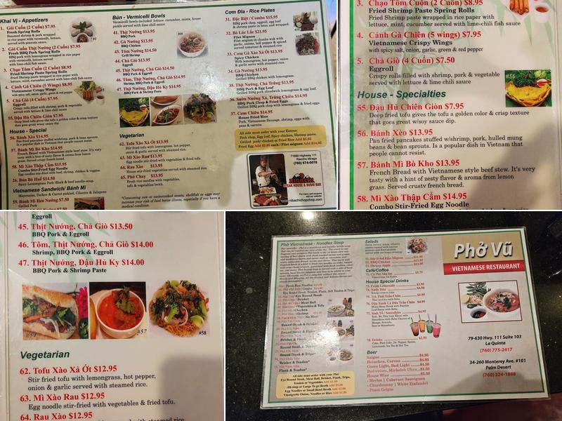 Phở Vu Menu