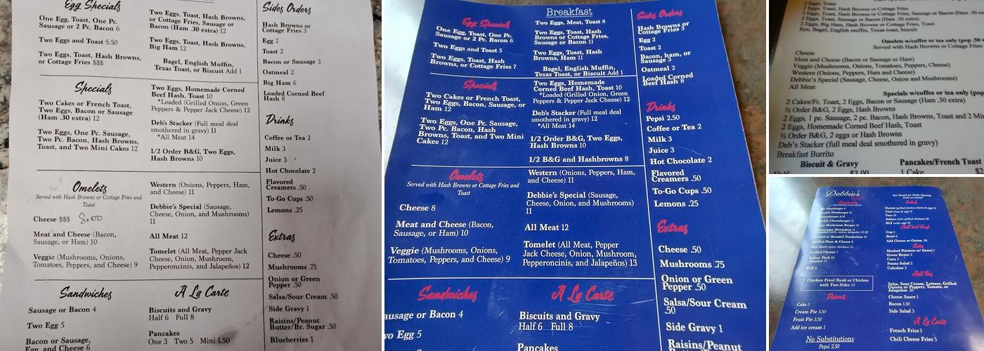 Debbie's Diner Menu