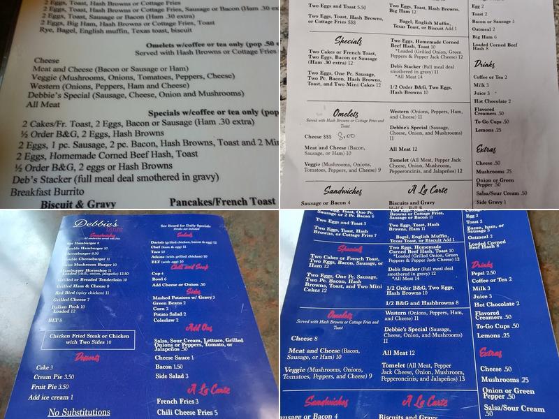 Debbie's Diner Menu