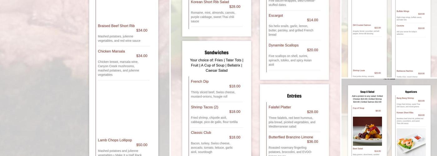 Bellatrix Menu