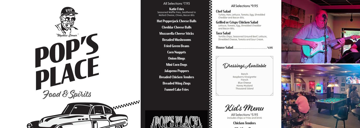 Pop's Place Menu