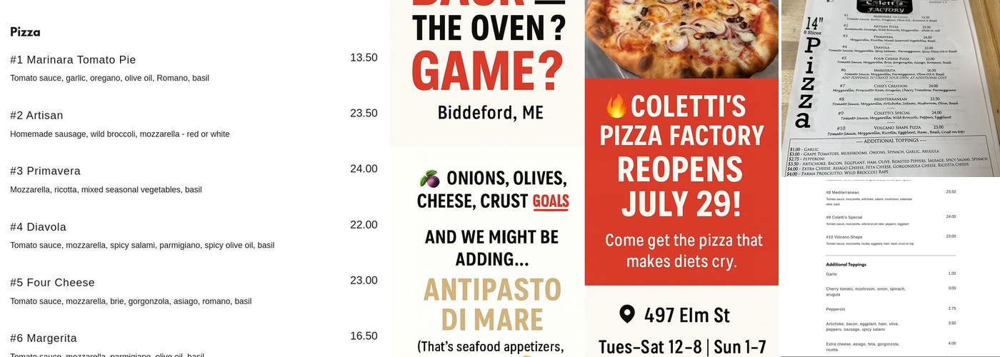 Coletti's Pizza Factory Menu