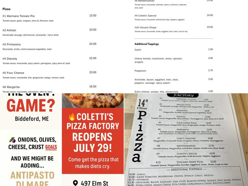 Coletti's Pizza Factory Menu