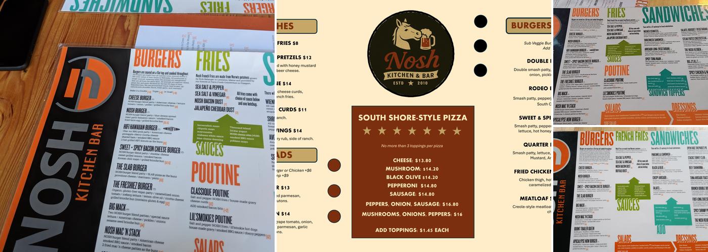 Nosh Kitchen Bar Menu
