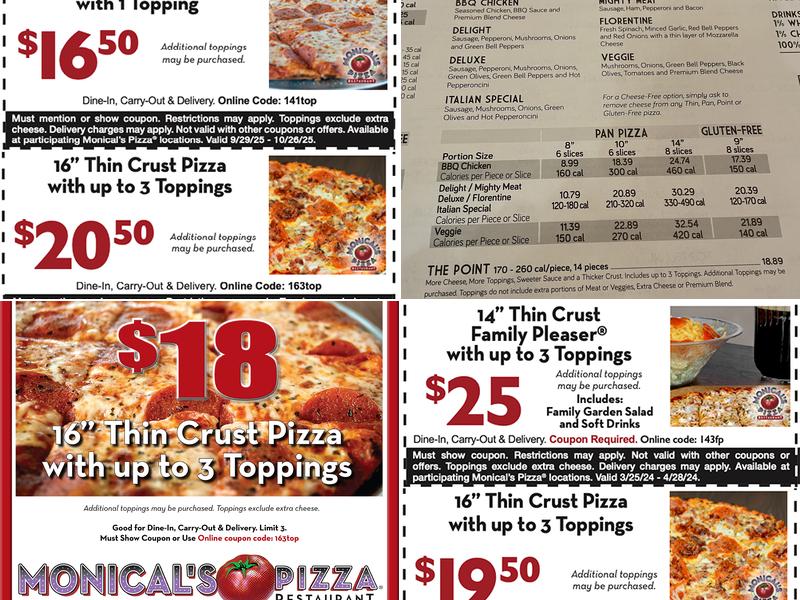 Monical's Pizza Menu