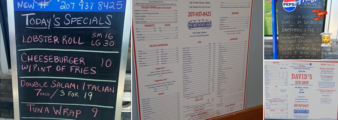 DAVID'S SUB SHOP Menu