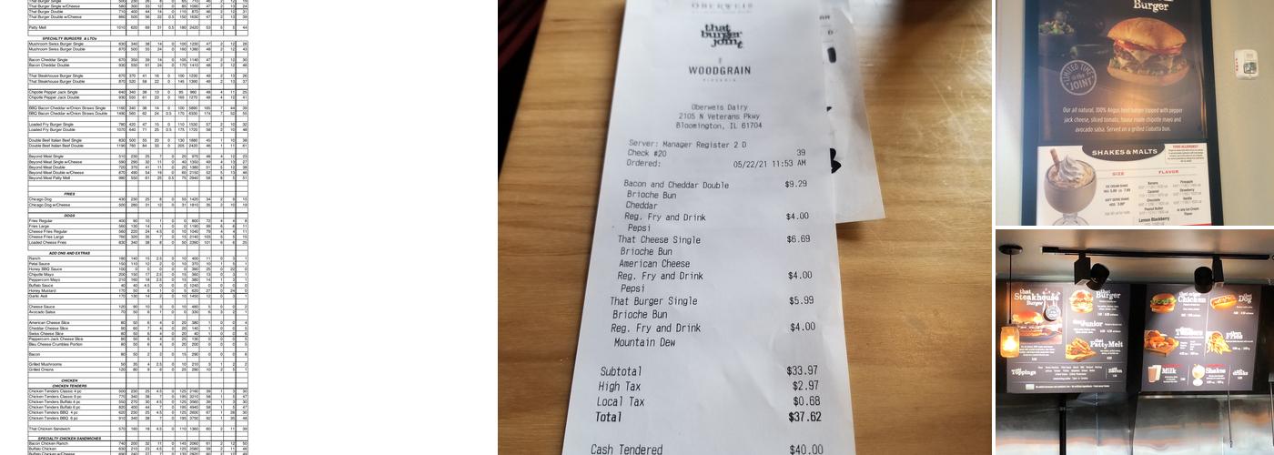 That Burger Joint Menu