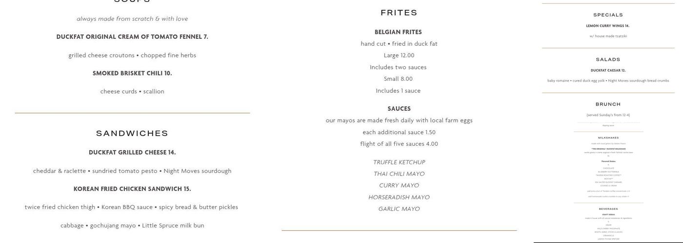 Duckfat Menu