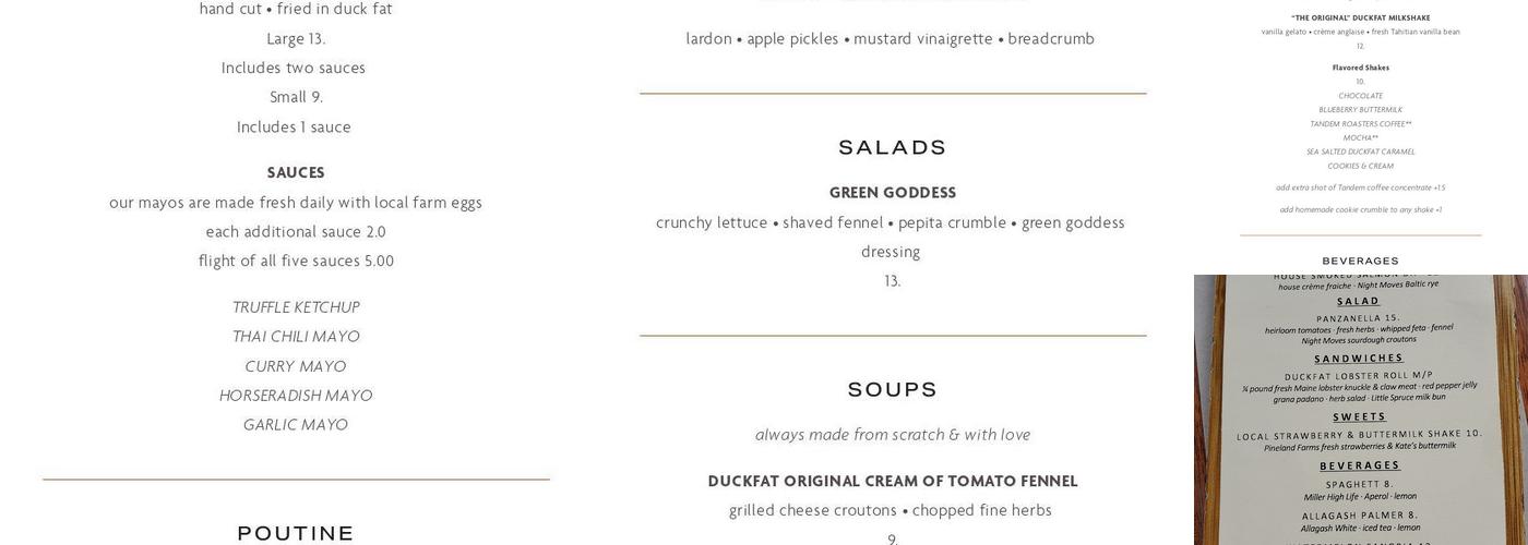 Duckfat Menu