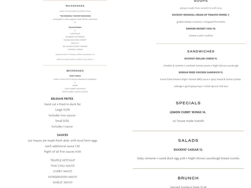 Duckfat Menu