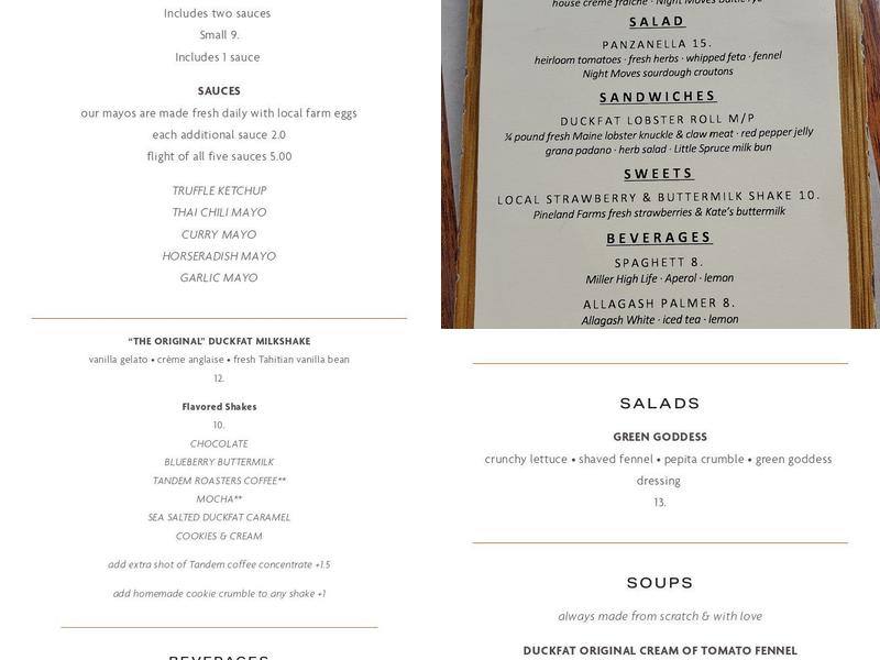 Duckfat Menu