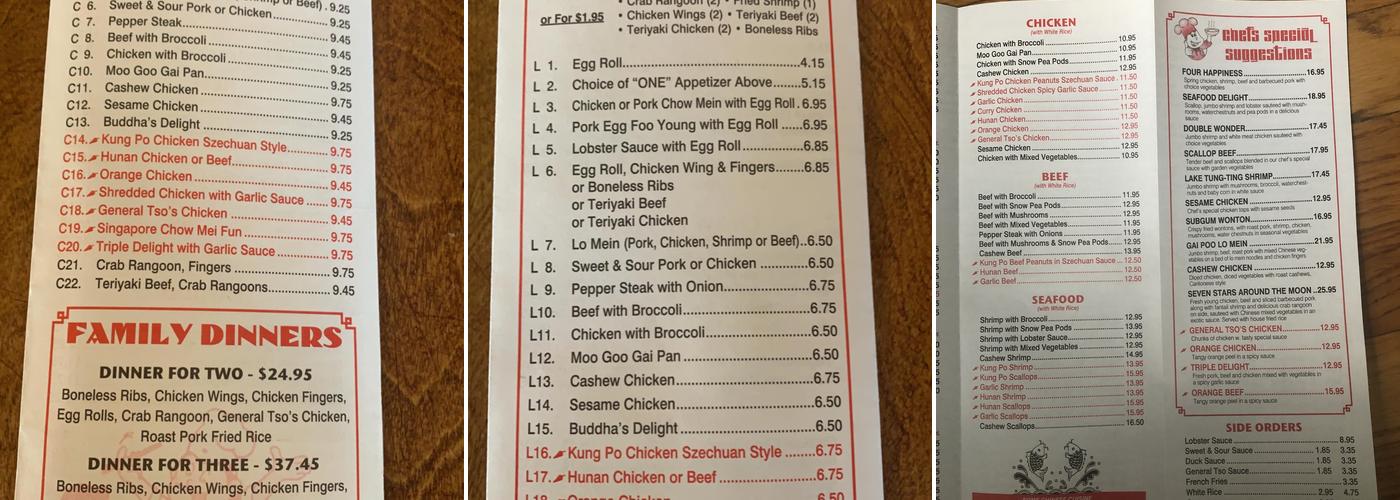 China Eatery Menu