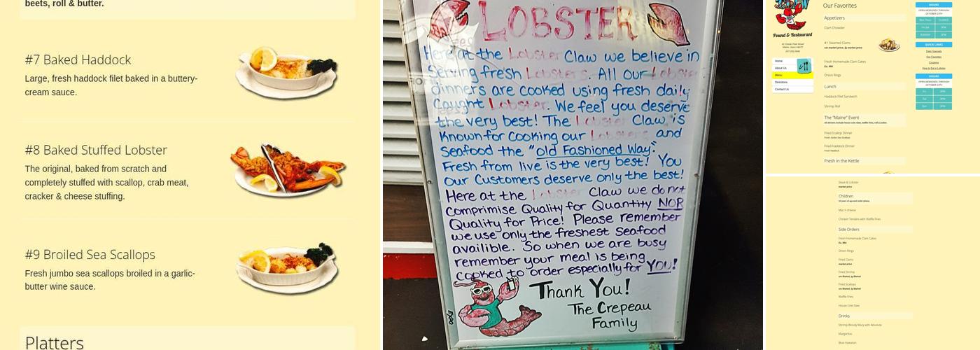 The Lobster Claw Pound & Restaurant Menu