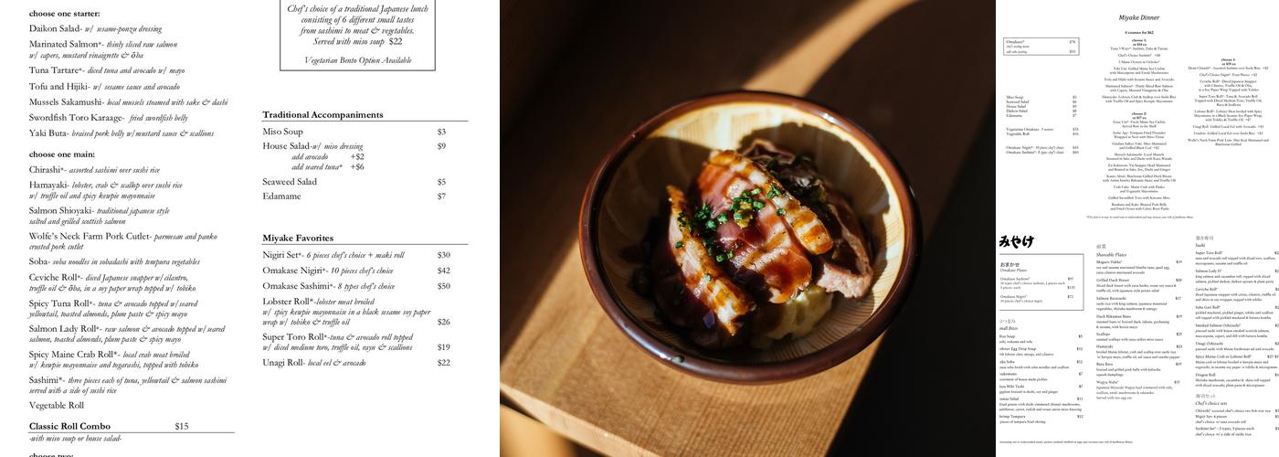 Miyake Menu