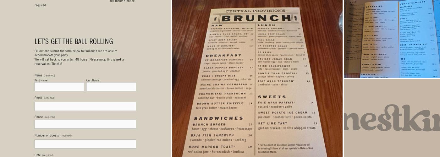 Central Provisions Menu