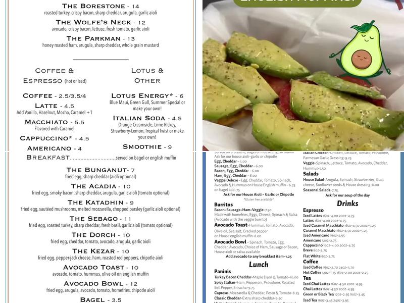 Elevate Cafe Menu
