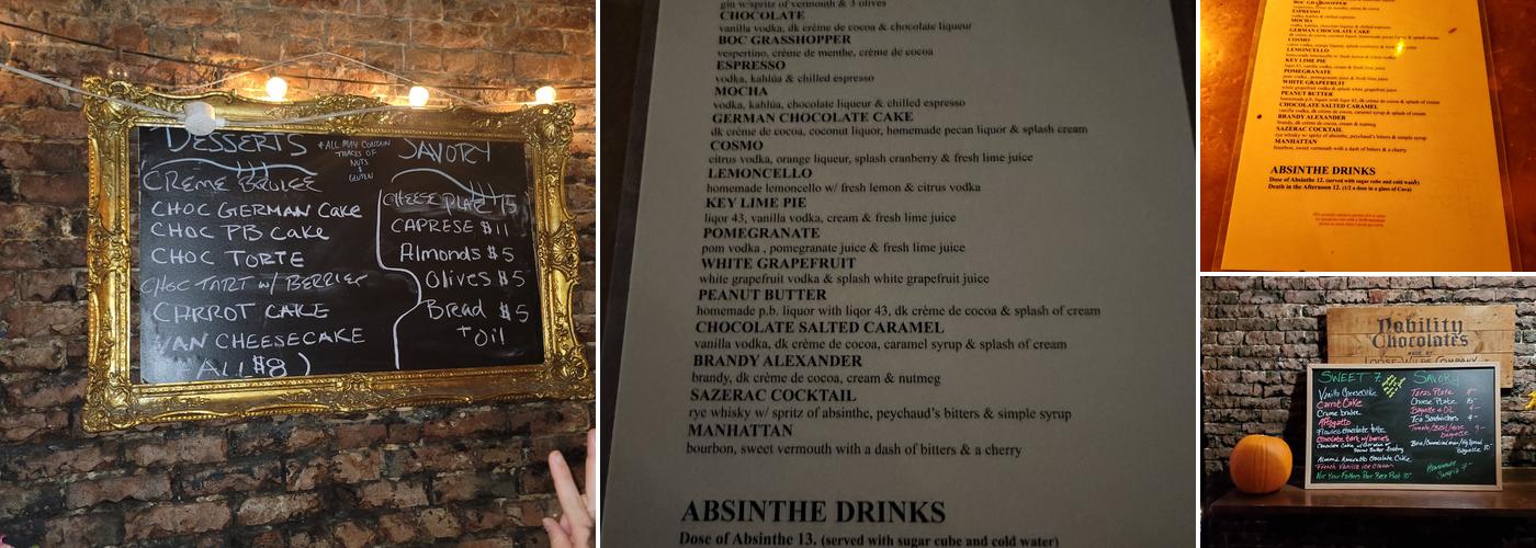 Bar of Chocolate Menu