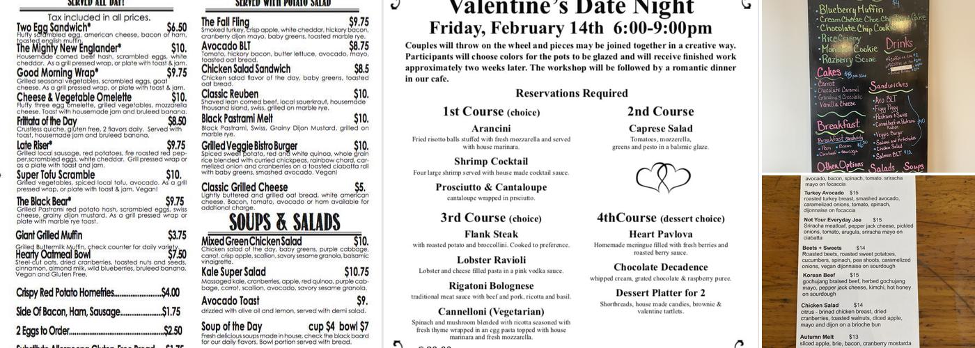 Portland Pottery Cafe Menu