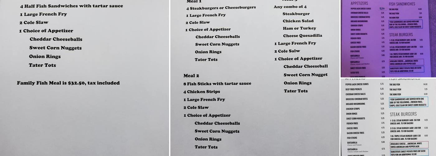 Lunker's Menu